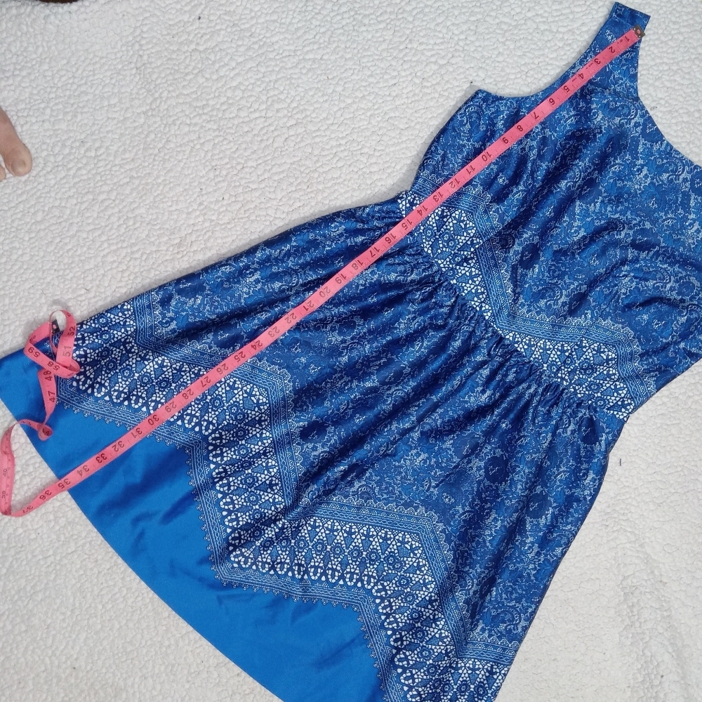 Outback Red Royal Blue Sleevelees Lace Print Fit & Flare Dress sz 10 - Picture 8 of 8